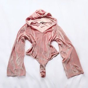 boohoo ⋆ velvet hoodie bodysuit